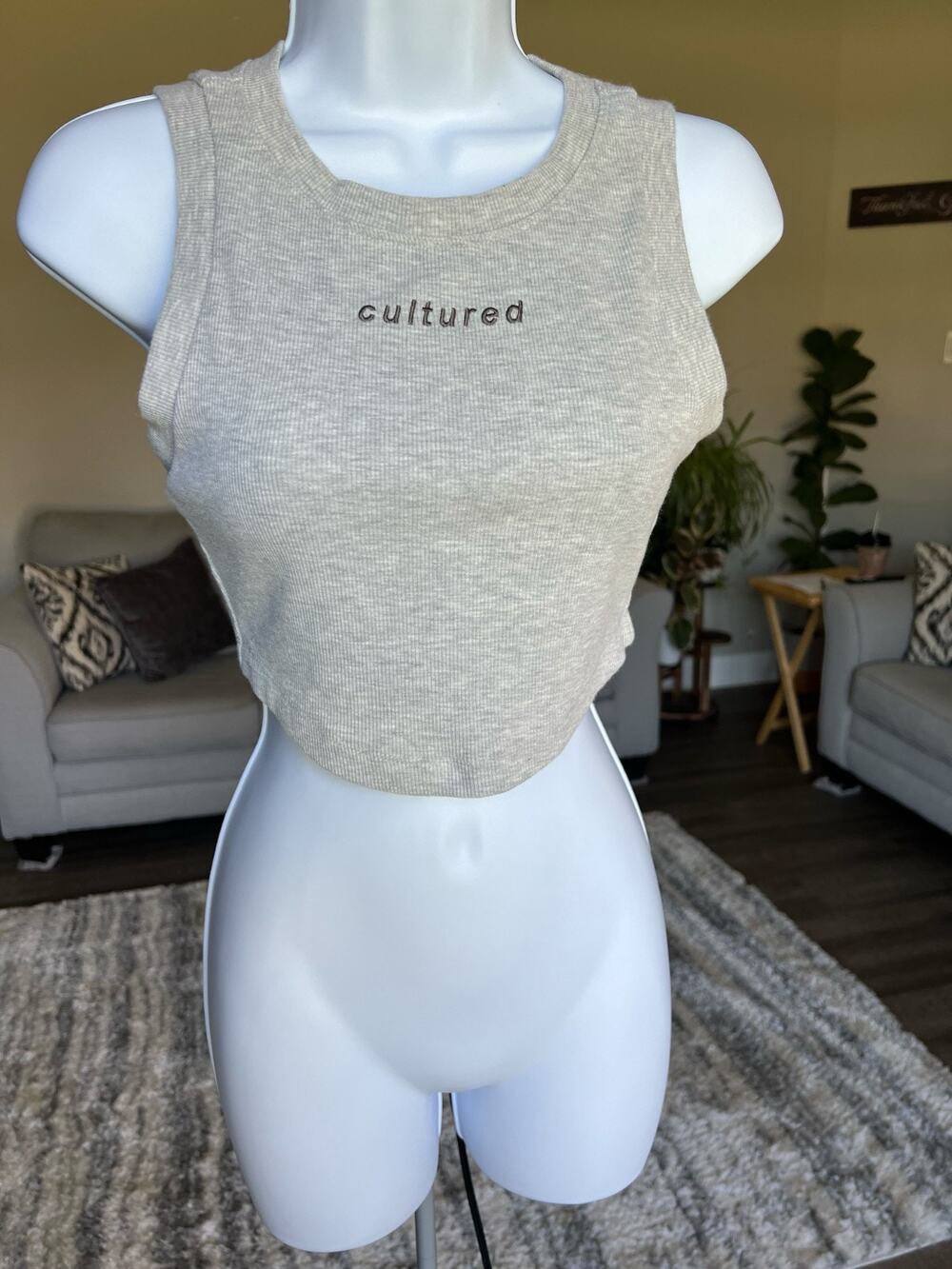 Forever 21 | Gray Ribbed Racerback Tie Back Tank Top size S #682